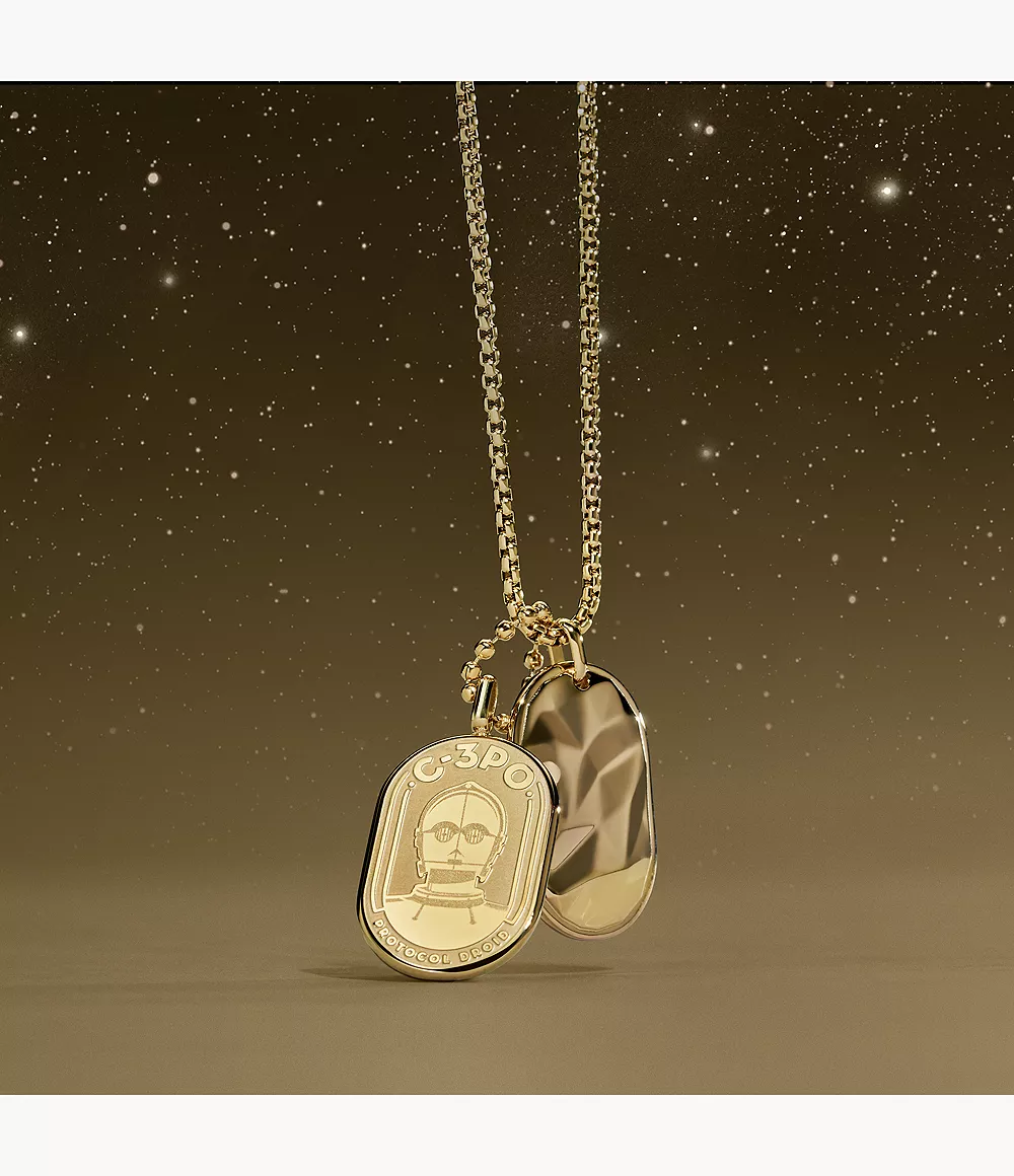 Star Wars™ C-3PO™ Gold-Tone Stainless Steel Dog Tag Necklace