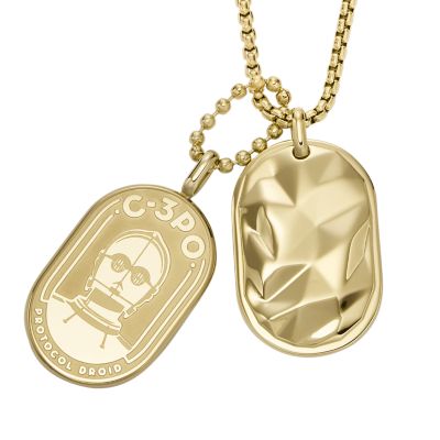 Star Wars™ C-3Po™ Gold-Tone Stainless Steel Dog Tag Necklace  JF04478710
