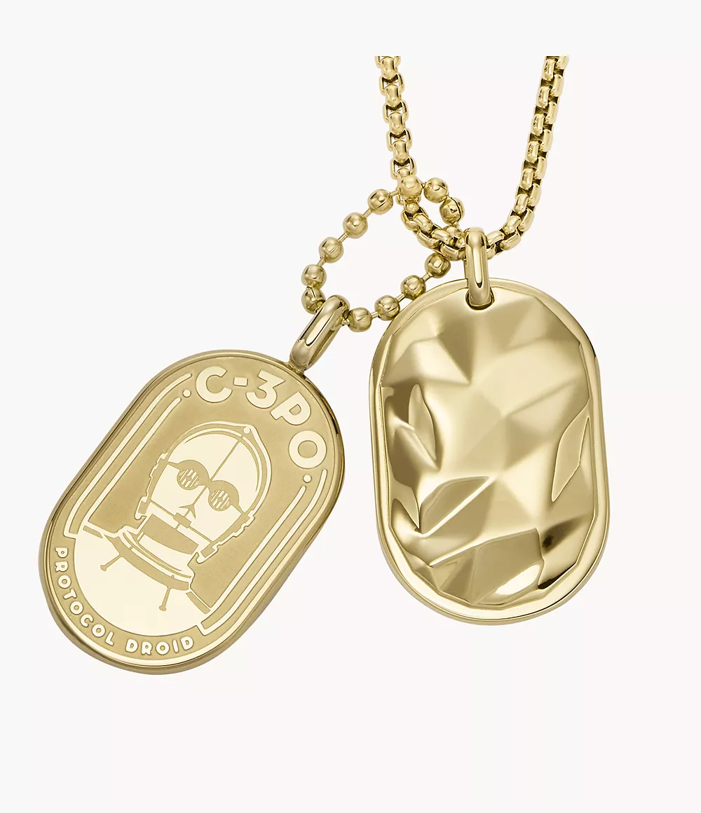 Star Warstm C-3Potm Gold-Tone Stainless Steel Dog Tag Necklace  JF04478710
