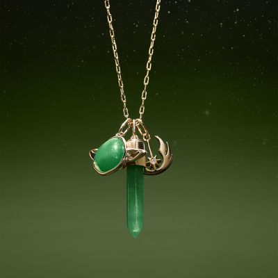 Collier pendentif Star Wars™ avec silhouette de Yoda™ en aventurine, vert -  JF04479710 - Fossil