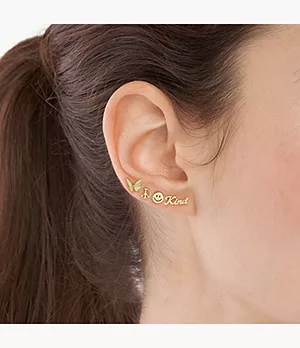 La La Land Gold-Tone Stainless Steel Stud Earrings Set