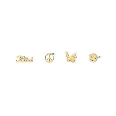 La La Land Gold-Tone Stainless Steel Stud Earrings Set