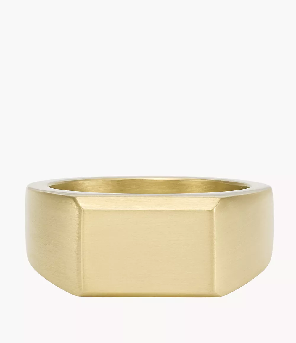 Image of All Stacked Up Gold-Tone Stainless Steel Signet Ring