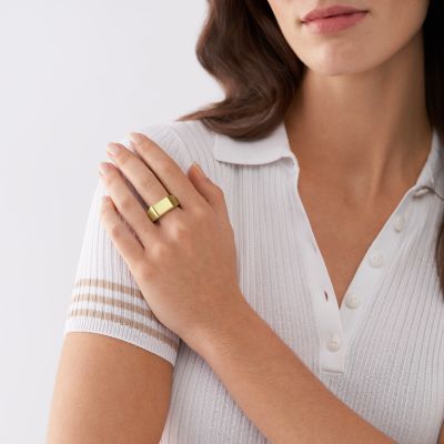 All Stacked Up JF04495710001 - - Signet Fossil Gold-Tone Ring Stainless Steel