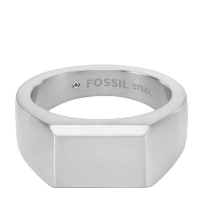 All Stacked Up Stainless Ring Signet - Fossil JF04496040007 Steel 