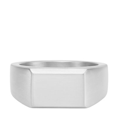 All Stacked Up Stainless Steel Signet Ring - JF04496040007 - Fossil