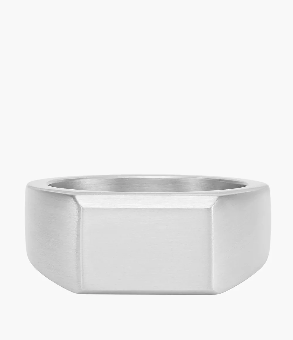 All Stacked Up Stainless Steel Signet Ring  JF04496040
