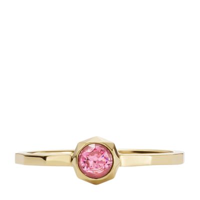 Bague Focale Centrale Barbieᴹᶜ X Fossil En Acier Inoxydable Ton Or En édition Spéciale