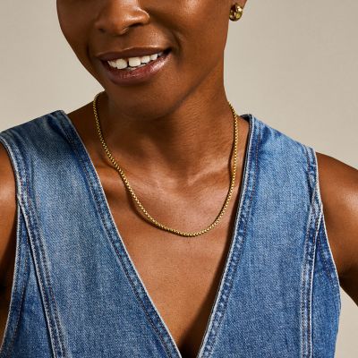Ellis Core Chains Gold-Tone Stainless Steel Chain Necklace