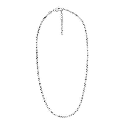 All Stacked Up Stainless Steel Chain Necklace - JF04505040 - Fossil