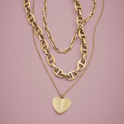 Heritage D-Link Gold-Tone Stainless Steel Anchor Chain Necklace