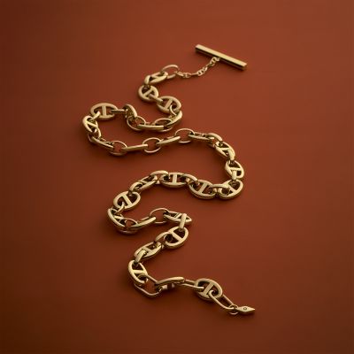 Heritage D-Link Gold-Tone Stainless Steel Anchor Chain Necklace