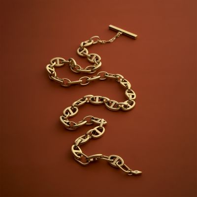 Heritage D-Link Gold-Tone Stainless Steel Chain Necklace