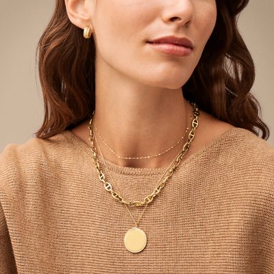 Fossil Kette mit Anhänger »HERITAGE D-LINK, JF04523710«, mit Glassteinen  online kaufen