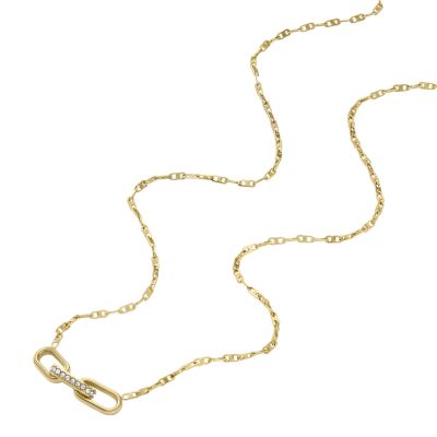 Heritage D-Link Gold-Tone Brass Anchor Chain Necklace - JA7209710 - Fossil