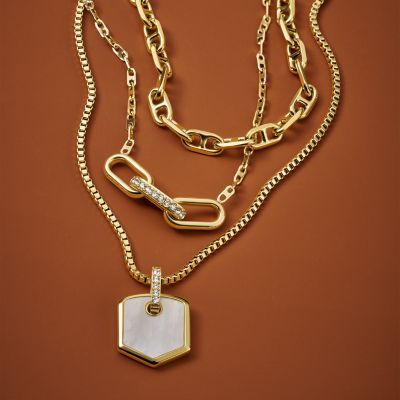 Heritage D-Link Gold-Tone Stainless Steel Chain Necklace