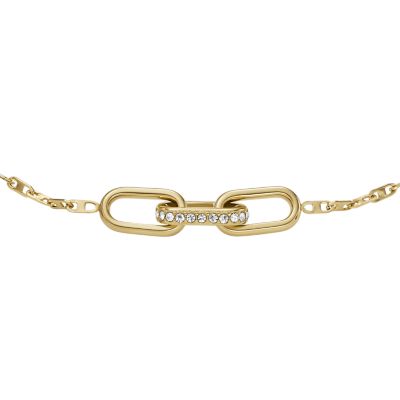 Heritage D-Link Gold-Tone Stainless Steel Chain Bracelet - JF04573710 -  Fossil