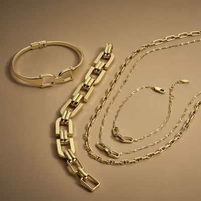 Heritage D-Link Gold-Tone Stainless Steel Chain Bracelet