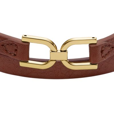 Heritage D-Link Red Mahogany Leather Bracelet