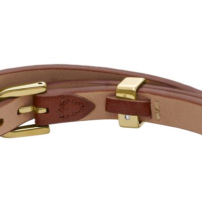 Heritage D-Link Red Mahogany Leather Bracelet - JF04526710 - Fossil