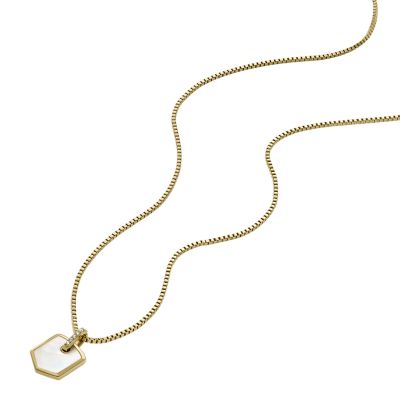 Heritage Crest Mother-of-Pearl Gold-Tone Stainless Steel Chain Necklace