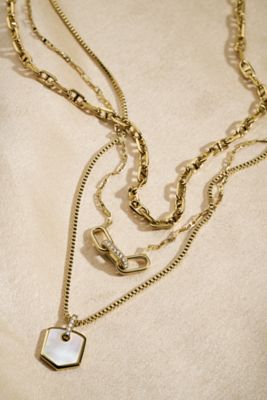 Heritage Crest Mother-of-Pearl Gold-Tone Stainless Steel Chain