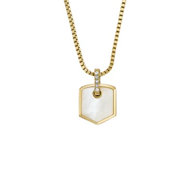 Heritage Crest Mother Of Pearl Gold-Tone Stainless Steel Chain Necklace  JF04529710