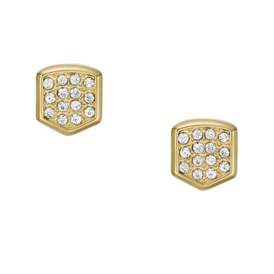 Heritage Crest Gold-Tone Stainless Steel Stud Earrings