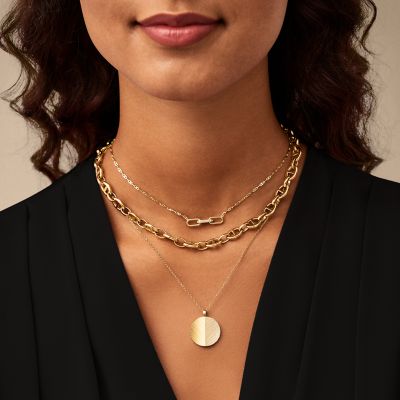 Harlow Linear Texture Gold-Tone Stainless Steel Chain Necklace