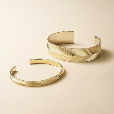 Harlow Linear Texture Gold-Tone Stainless Steel Cuff Bracelet