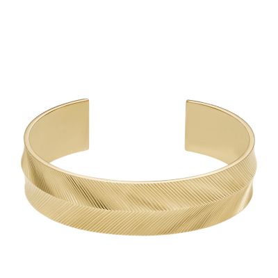 Harlow Linear Texture Gold-Tone Stainless Steel Cuff Bracelet  JF04535710