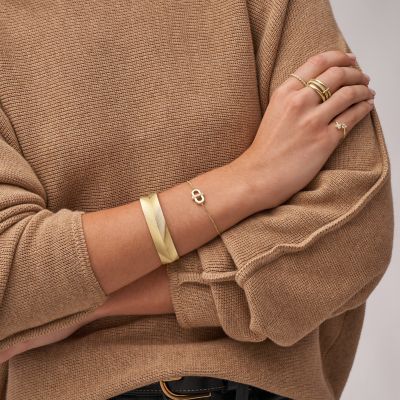 Harlow Linear Texture Gold-Tone Stainless Steel Cuff Bracelet