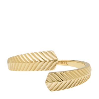 Harlow Linear Texture Gold-Tone Stainless Steel Wrap Ring