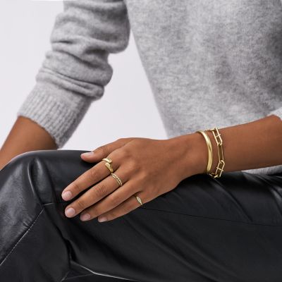 Harlow Linear Texture Gold-Tone Stainless Steel Wrap Ring