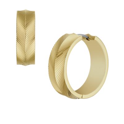 Harlow Linear Texture Gold-Tone Stainless Steel Hoop Earrings - JF04537710  - Fossil