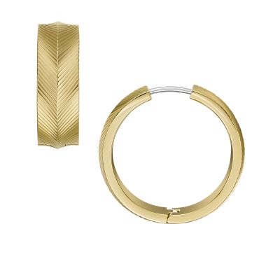 Harlow Linear Texture Gold-Tone Stainless Steel Hoop Earrings