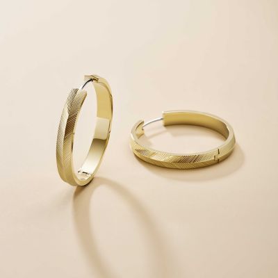 Gold-Tone Stainless Steel Hoop Earrings - JOF00960710 - Fossil