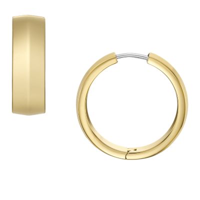 All Stacked Up Gold-Tone Stainless Steel Hoop Earrings