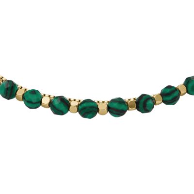 All Stacked - JF04541710 Beaded Fossil - Malachite Up Bracelet Green
