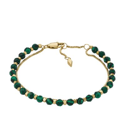 All Stacked Up Green Malachite Beaded Bracelet