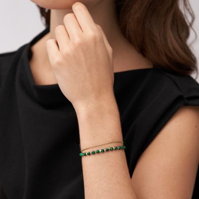 Malachite - Beaded - Fossil Green JF04541710 Stacked Bracelet All Up