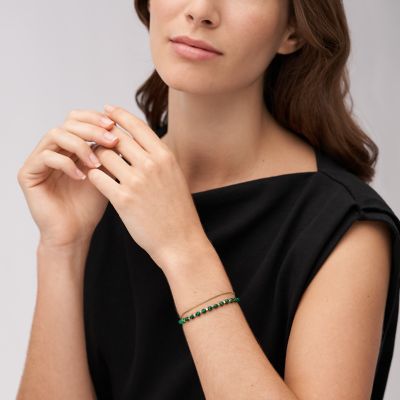 All Stacked Up JF04541710 Bracelet - - Beaded Green Fossil Malachite
