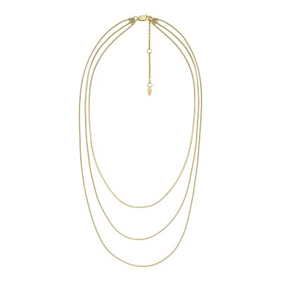 All Stacked Up Gold-Tone Stainless Steel Multi-Strand Necklace