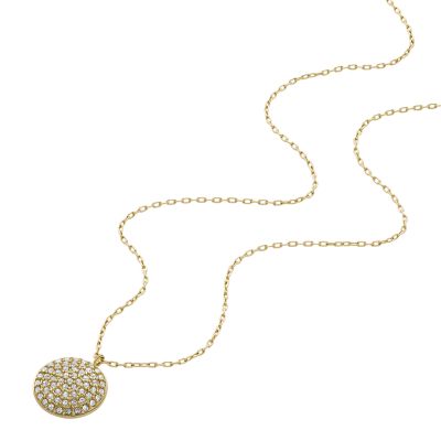 Fossil Women's Sadie Glitz Disc Gold-Tone Stainless Steel Chain Necklace - Gold