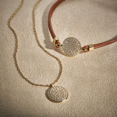 Sadie Glitz Disc Gold-Tone Stainless Steel Chain Necklace