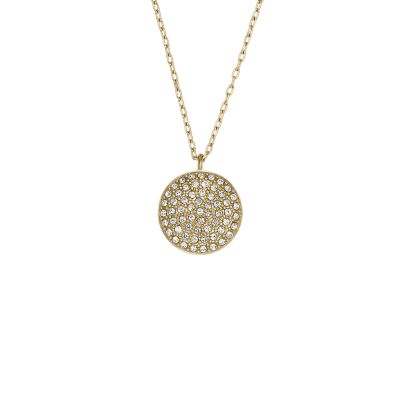 Sadie Glitz Disc Gold-Tone Stainless Steel Chain Necklace - JF04544710 -  Fossil