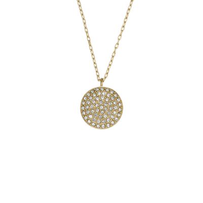 Fossil Kette Sadie Glitz Disc Edelstahl goldfarben - Transparent