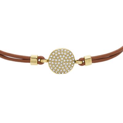 Sadie Glitz Disc Medium Brown Leather Components Bracelet