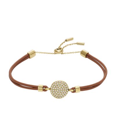 Sadie Glitz Disc Medium Brown Leather Components Bracelet