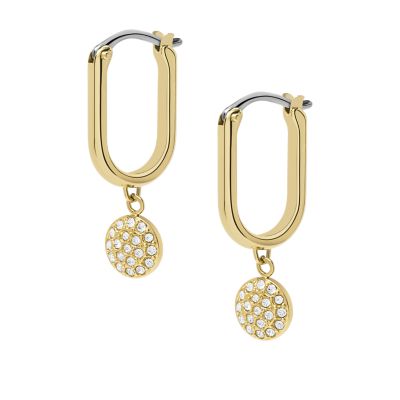 Sadie Glitz Disc Gold-Tone Stainless Steel Hoop Earrings